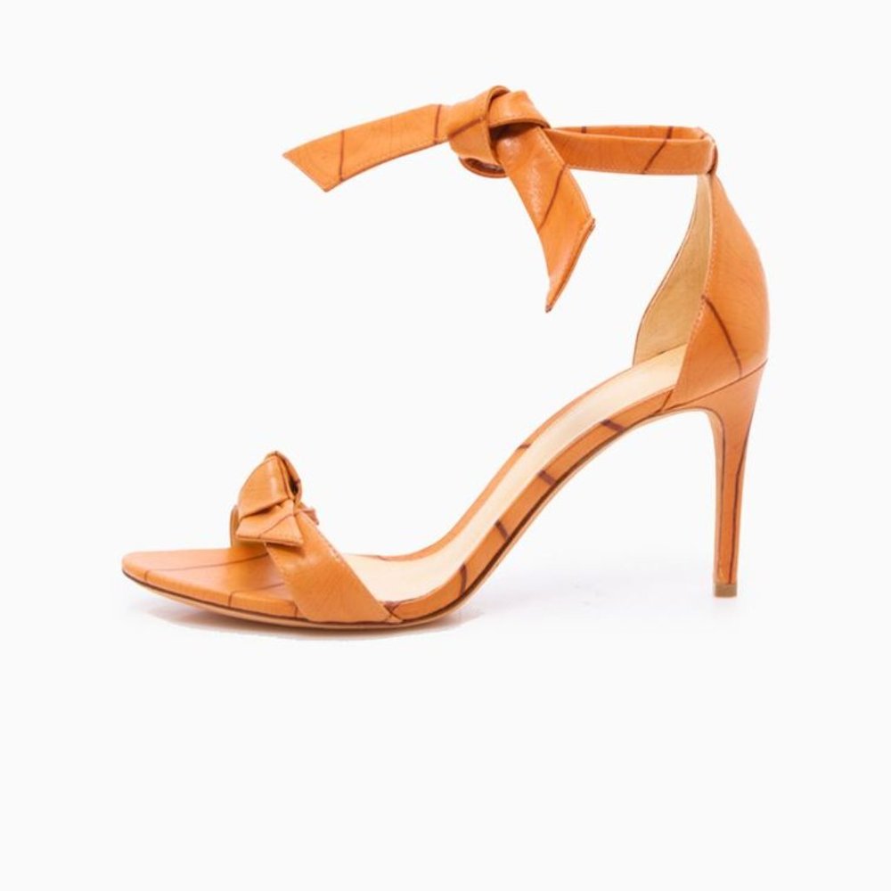 Women's Tan Knot Ankle-Strap Stiletto Sandal